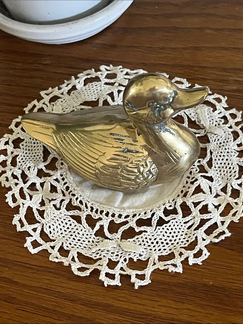 Solid Brass Duck Figurine - Shiny Gold Tone